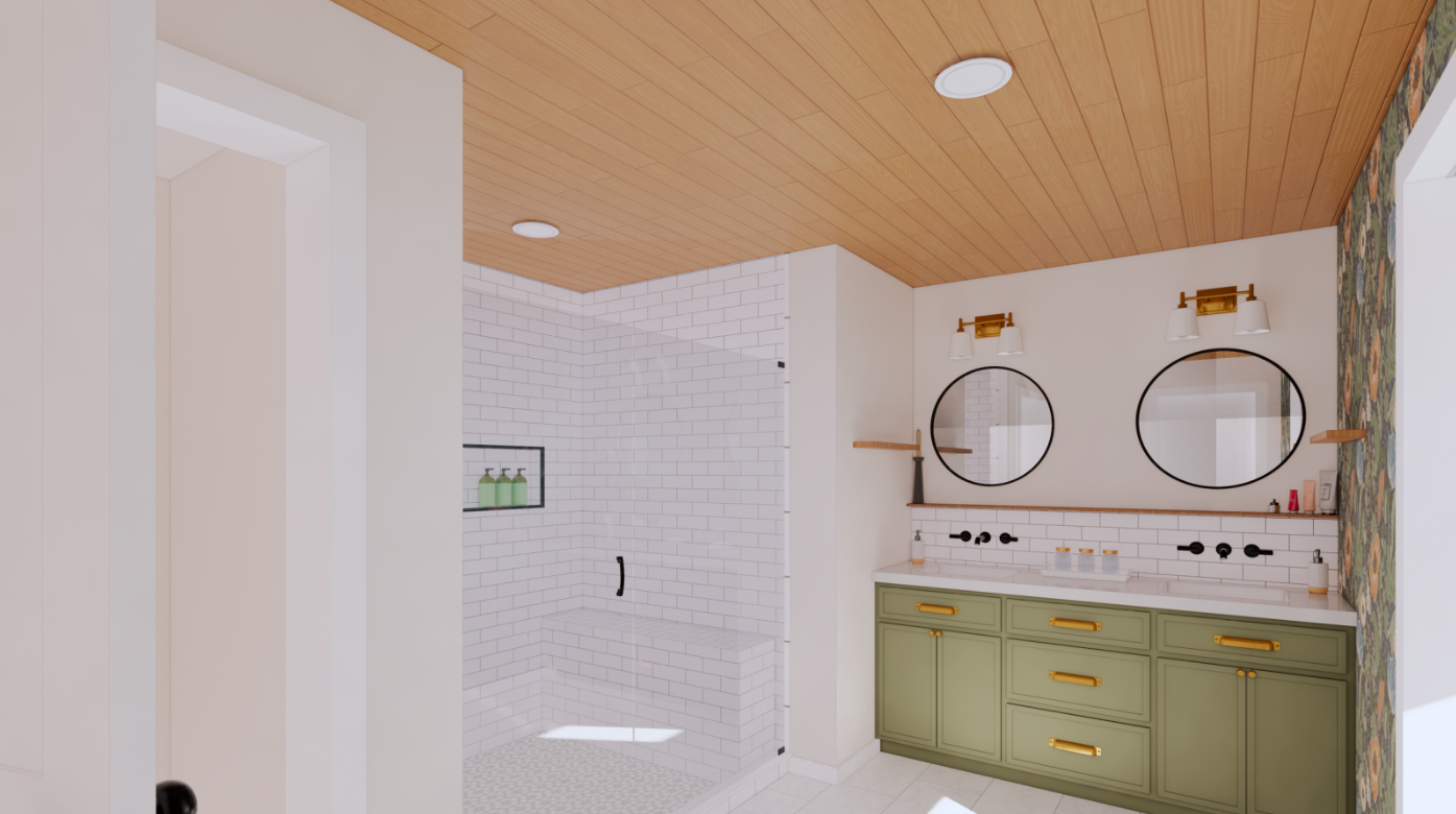 Bathroom Design Vanity and Shower Rendering