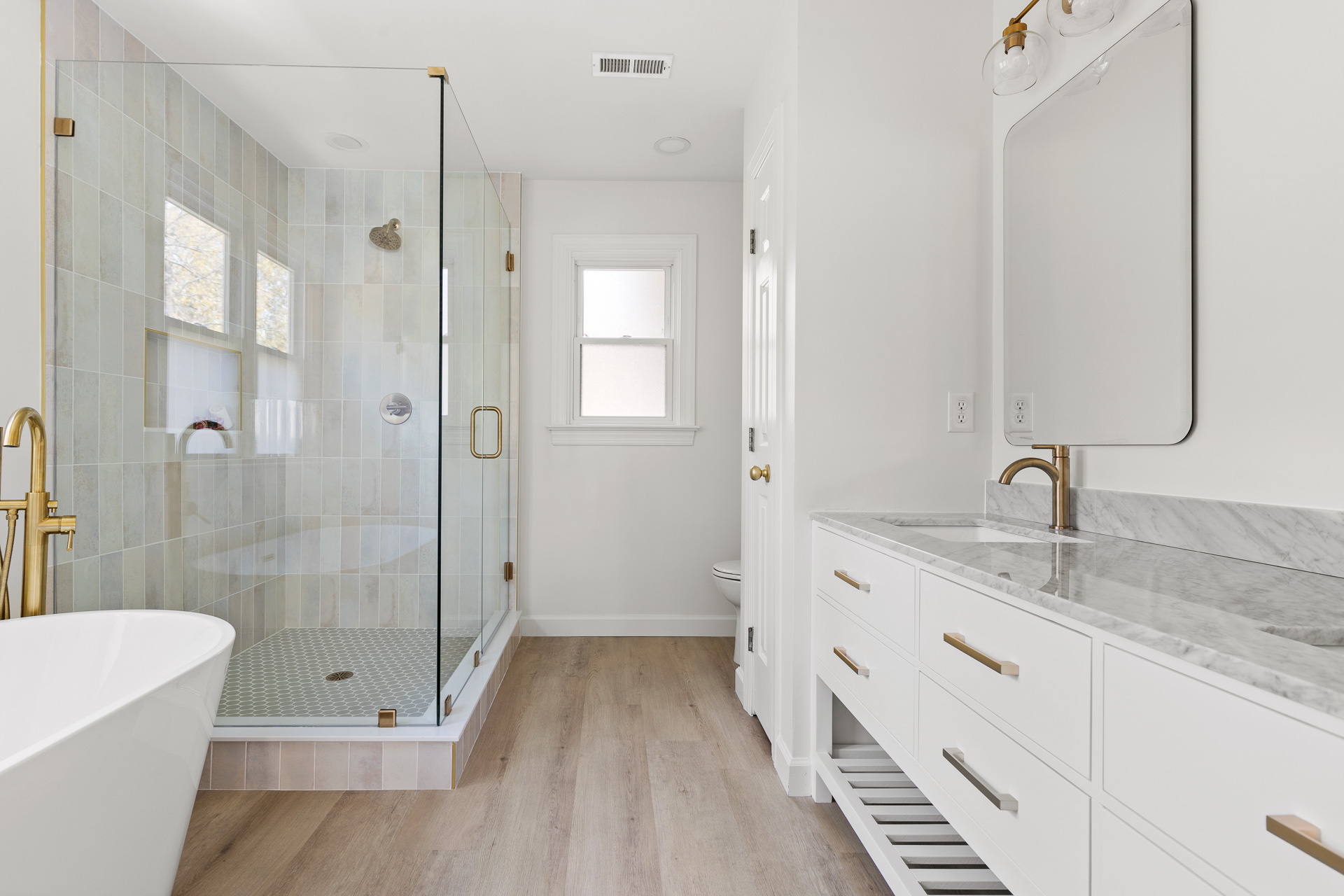 Bathroom Remodeling Free Standing Tub and Frameless Shower