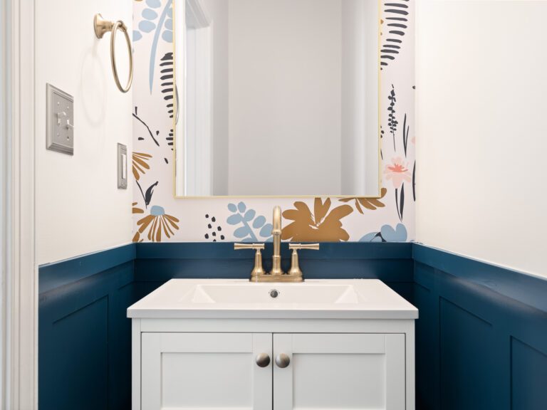 Cary Bathroom Remodeling Blue Wainscoting