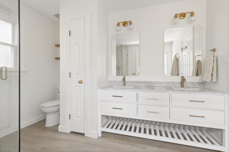 Cary Bathroom Remodeling Freestanding Vanity Gold Pulls