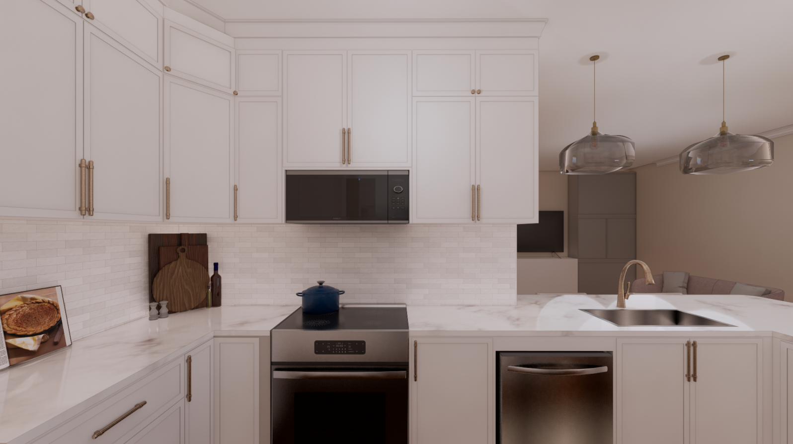 Kitchen Design 3D Rendering Range