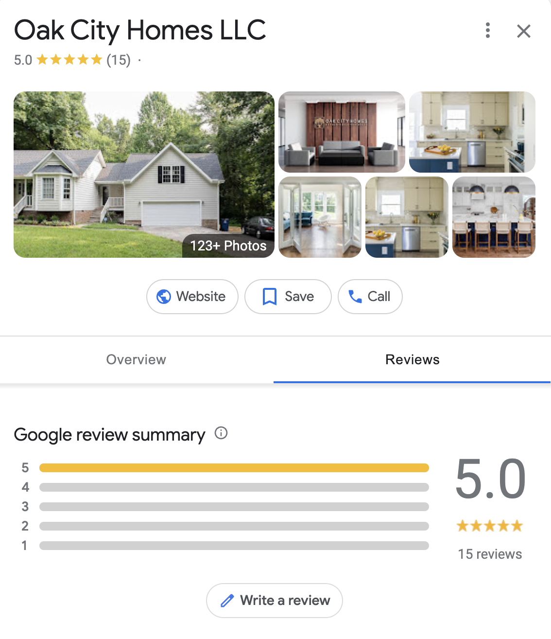 Oak City Homes Google Profile